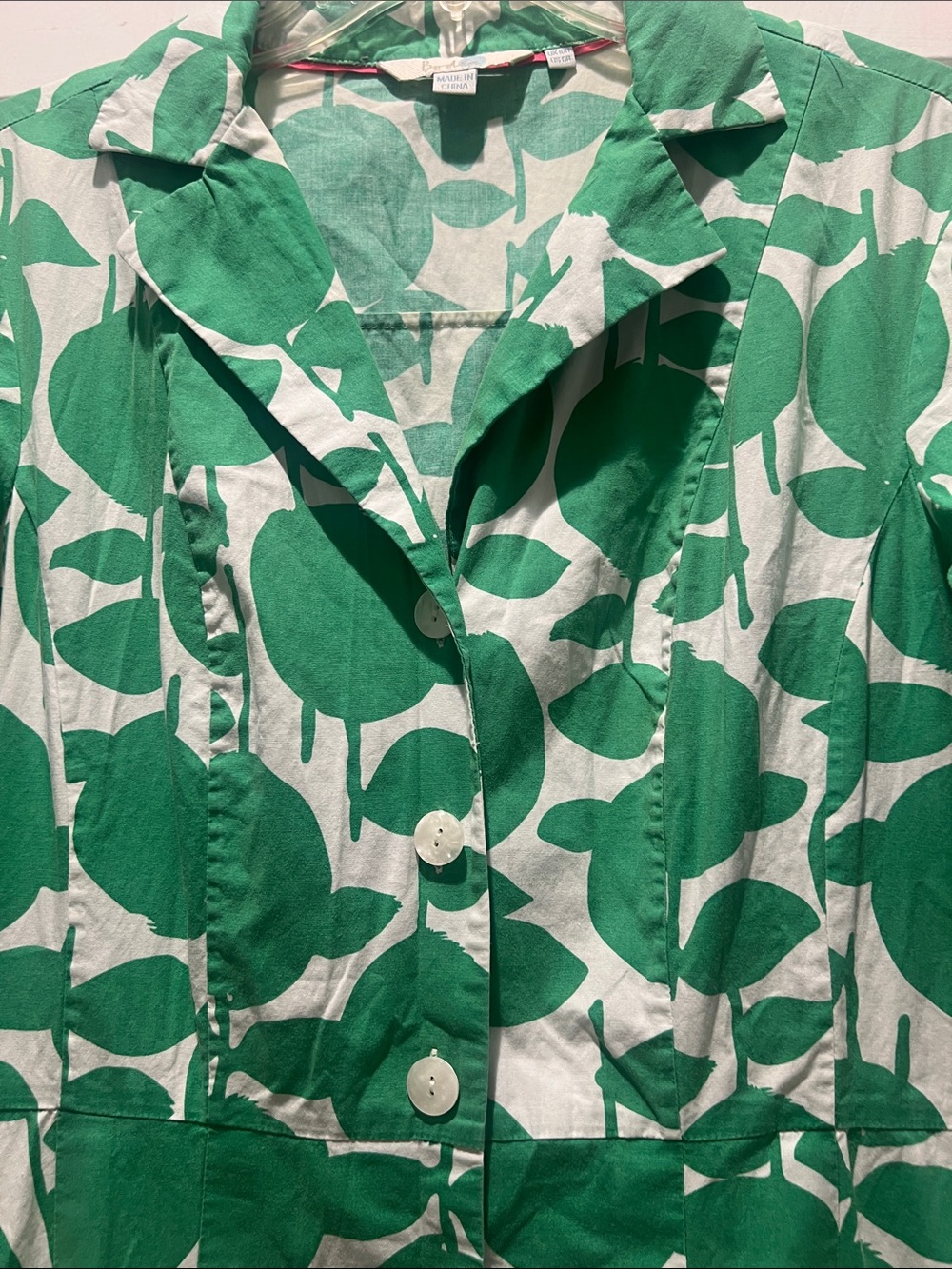 Boden Green Leaf-Print Button-Front Midi Dress - Picture 4 of 10